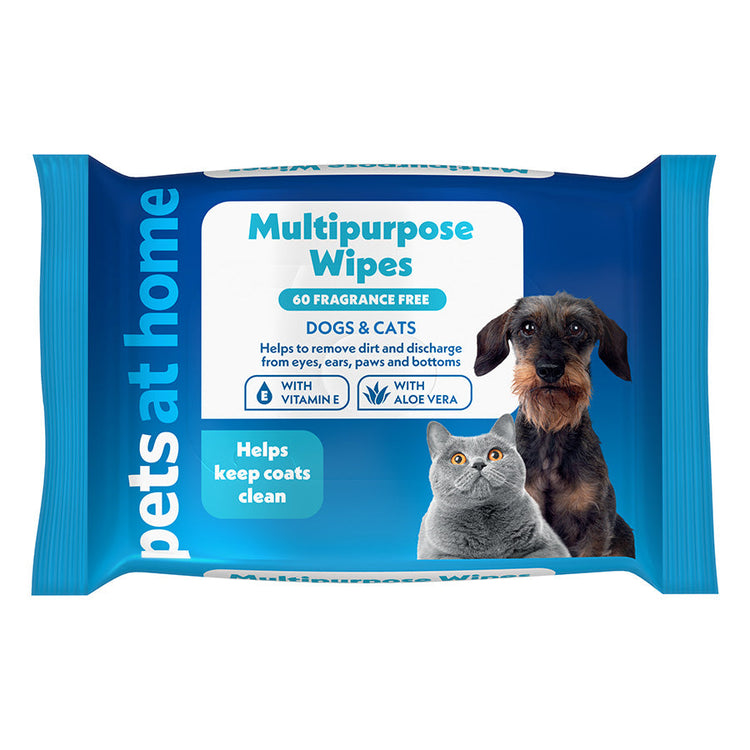 Multipurpose Pet Wipes for Dogs & Cats – 60 Pack Gentle Cleaning Wipes