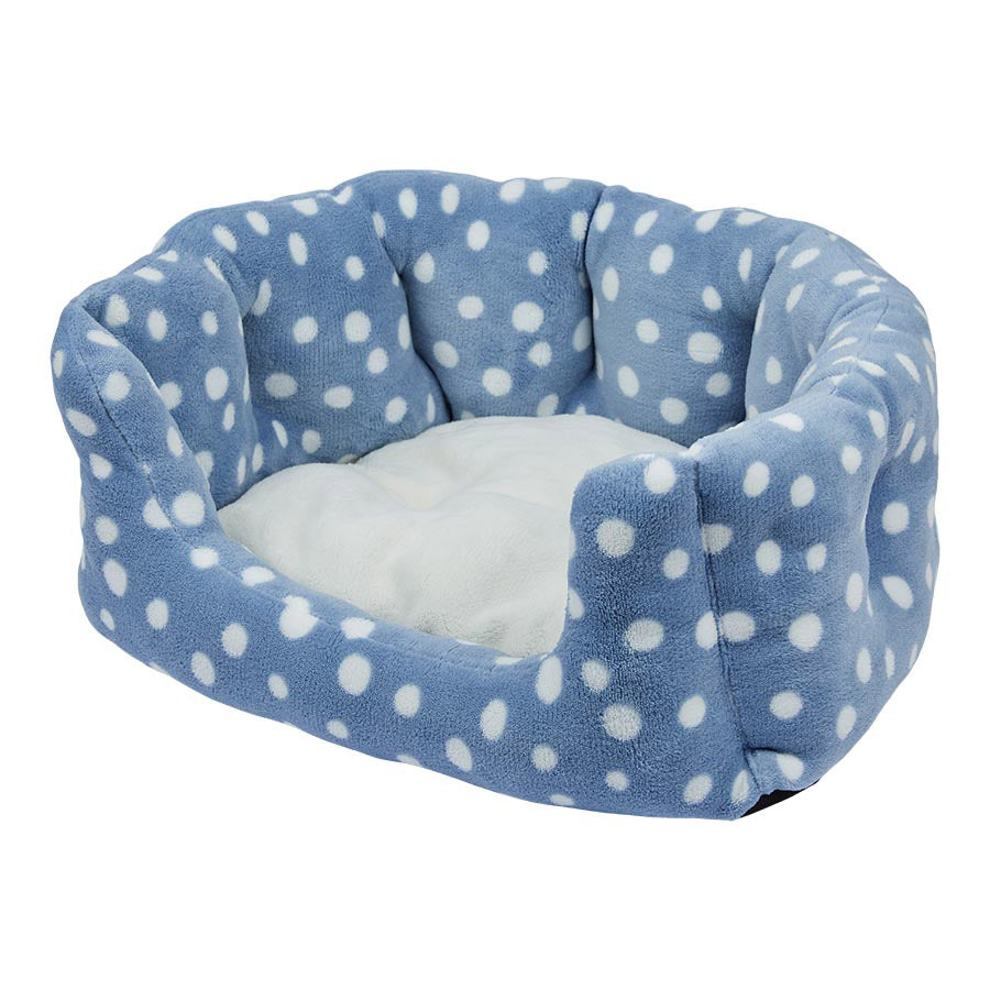 Blue Spotty Clamshell Cat Bed – Cozy Hideaway for Cats