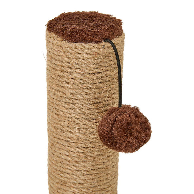 Pixi Brown Cat Scratch Post – Plush Teaser & Durable Jute Post