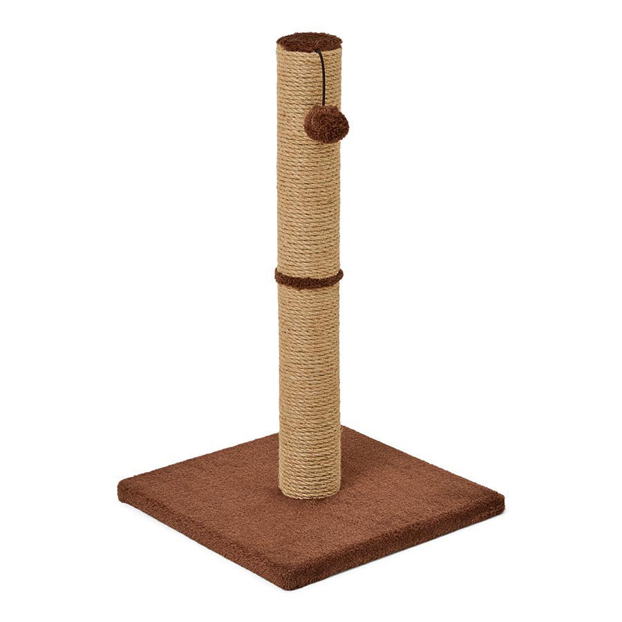 Pixi Brown Cat Scratch Post – Plush Teaser & Durable Jute Post