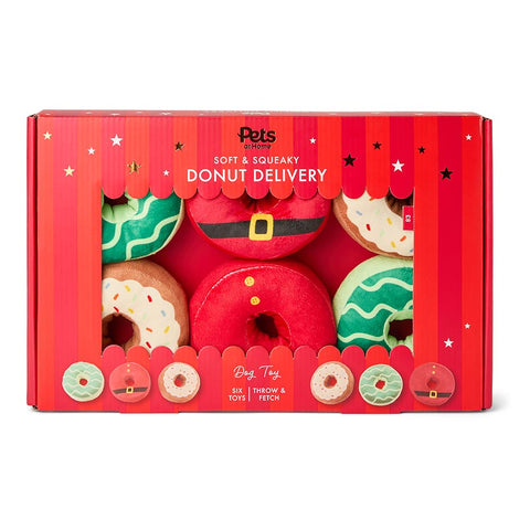 Plush Donut Squeaky Dog Toy – Soft & Fun Chew Toy for Pets